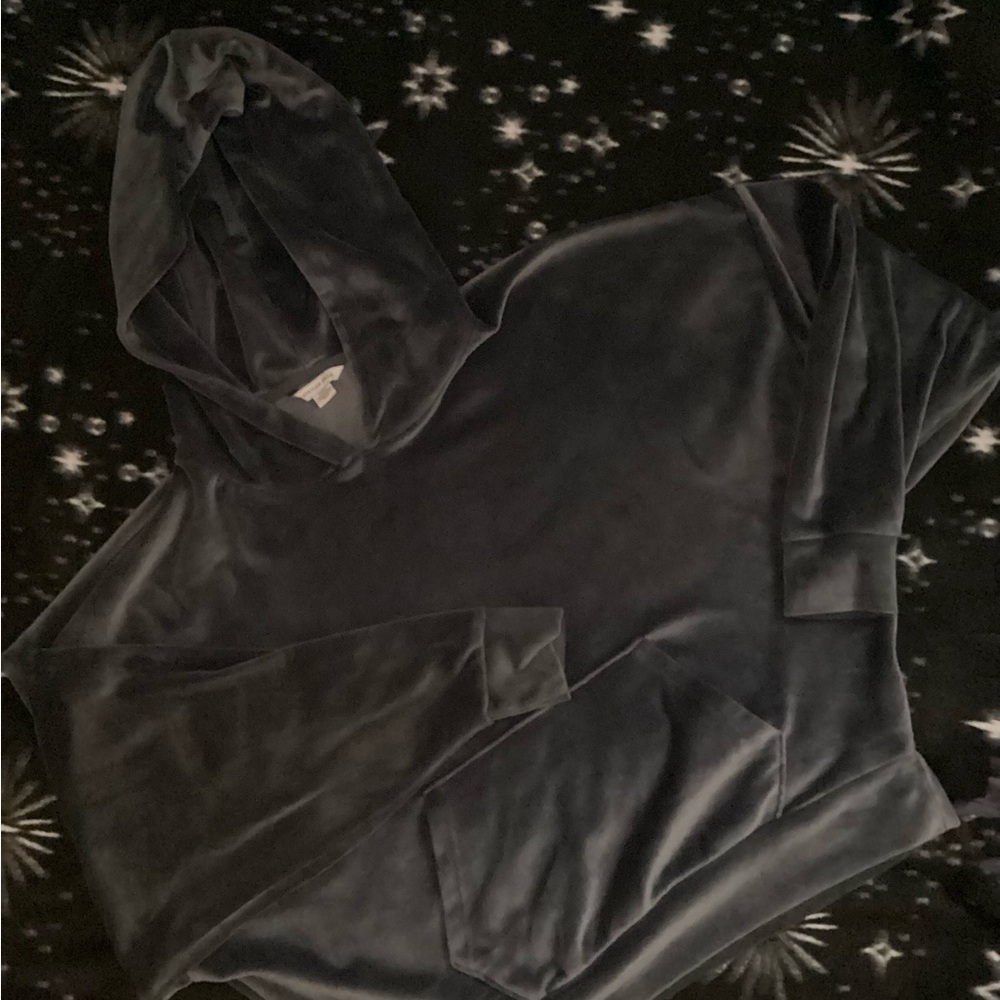 American Eagle Blue Gray Velour Hoodie